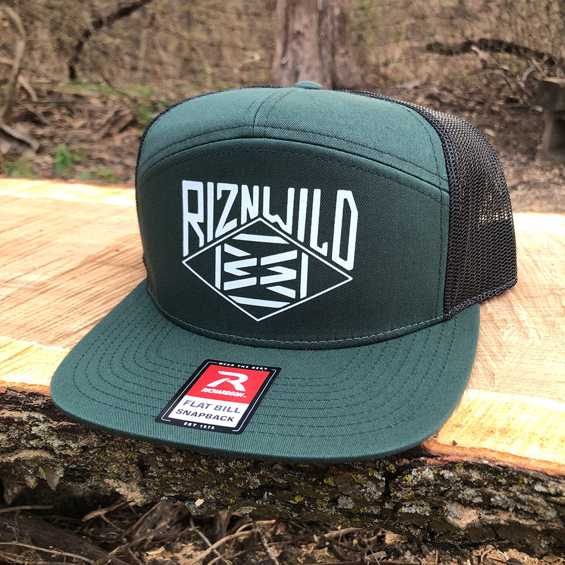 Summit Flat Bill Trucker Hat in Dark Green/Black