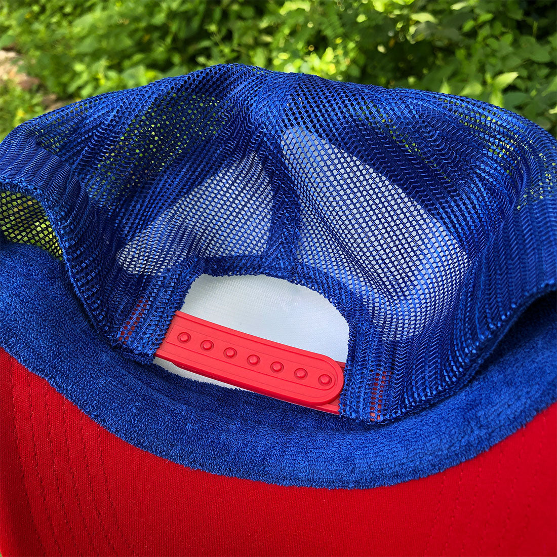 Harbor Curved Bill Foam Front Trucker Hat in Red/White/Blue