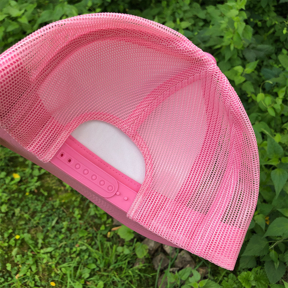 Electra Flat Bill Trucker Hat in White/Pink