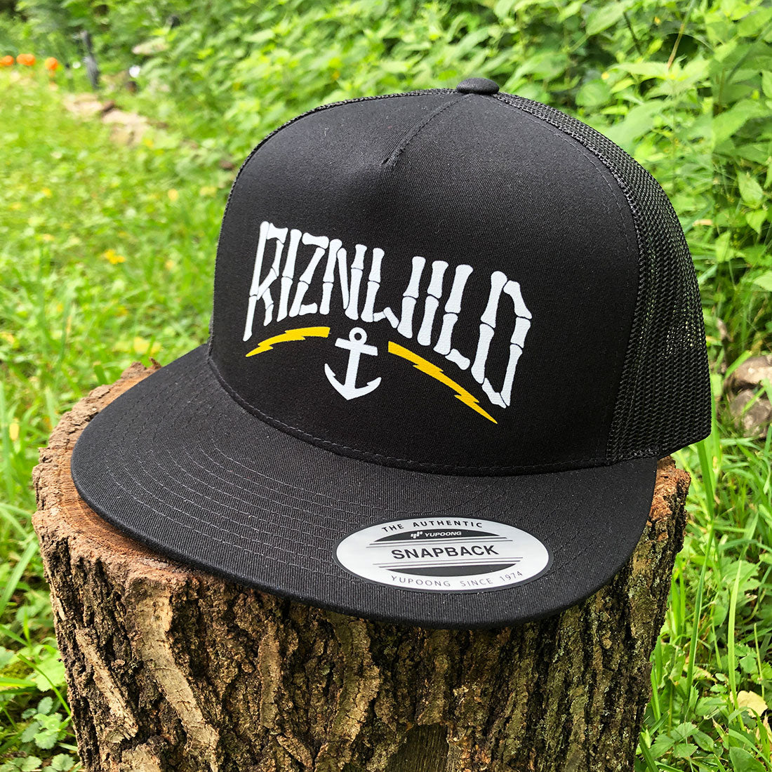 Harbor Flat Bill Trucker Hat in Black