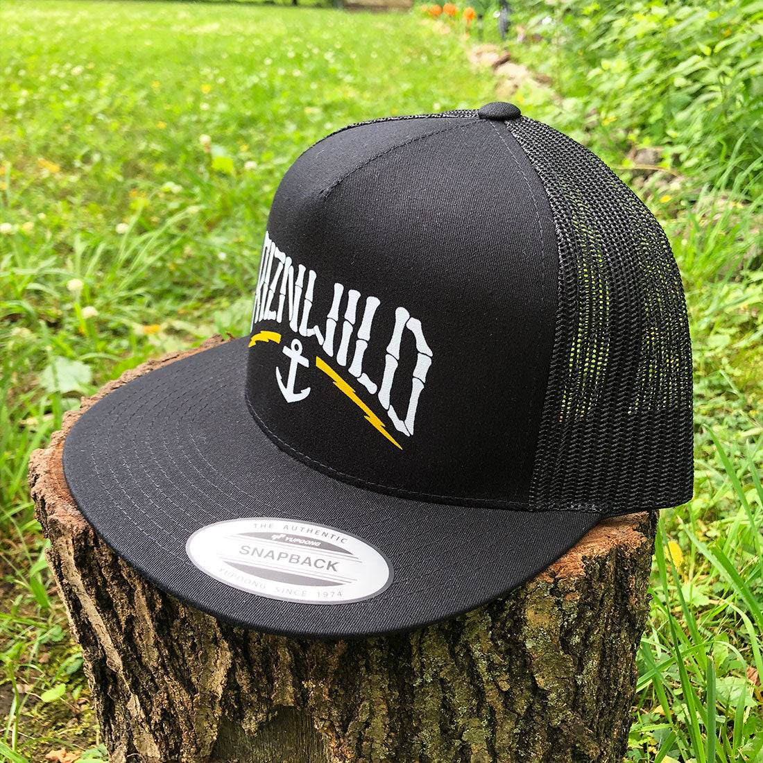 Harbor Flat Bill Trucker Hat in Black