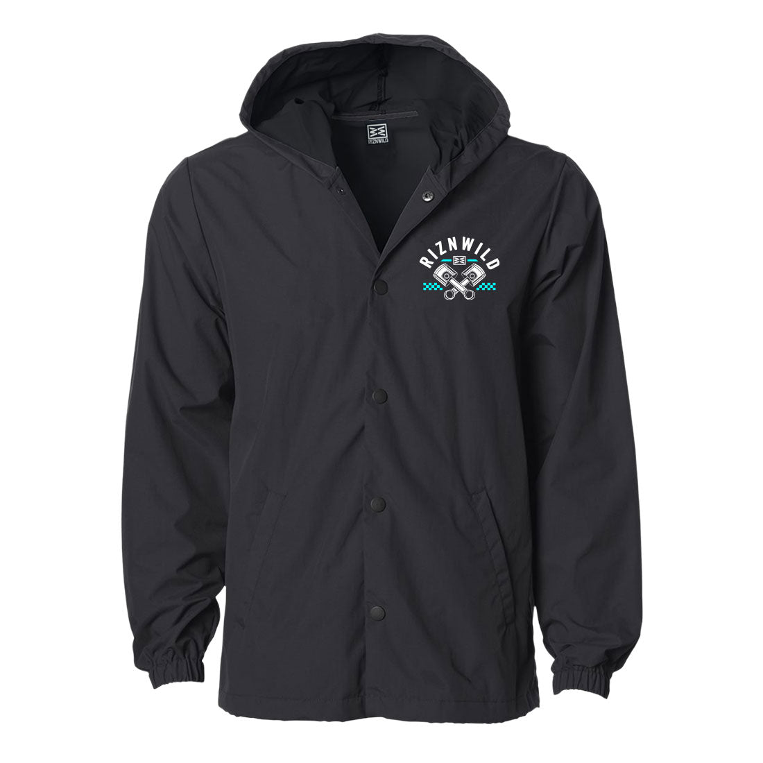 RIP Water Resistant Hooded Windbreaker Coach Jacket in Black