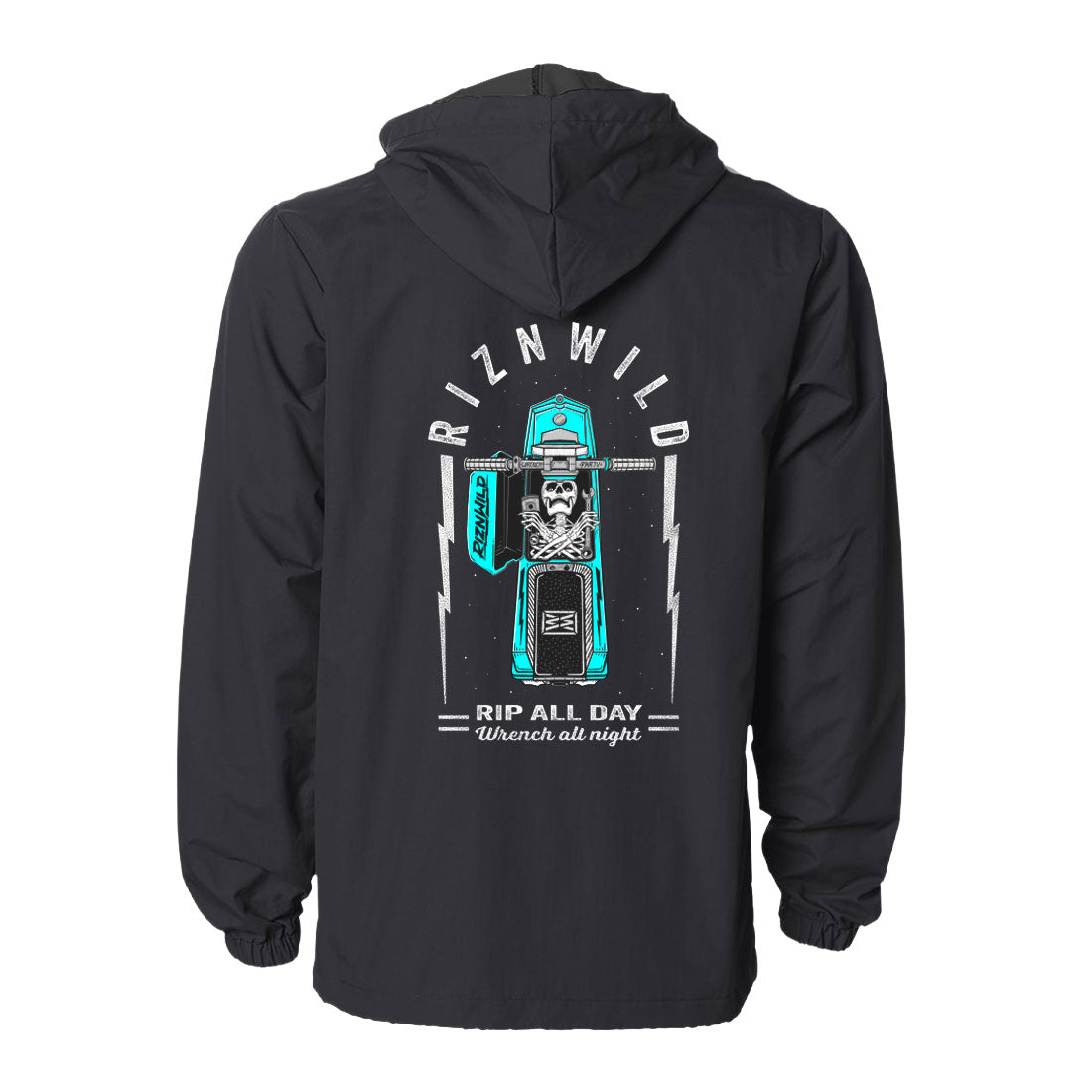 RIP Water Resistant Hooded Windbreaker Coach Jacket in Black