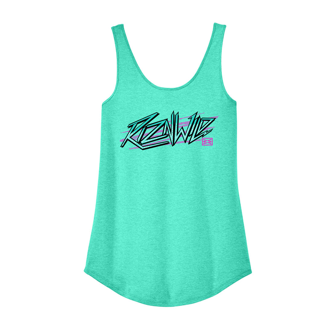 RIZNWILD Electra women’s relaxed tank top in aqua heather