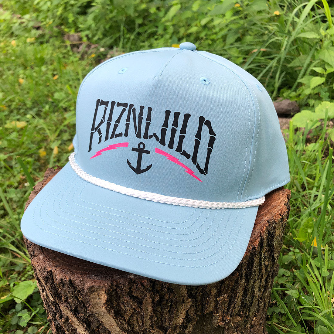 Harbor Curved Bill Snapback Rope Hat in Smoke Blue/White