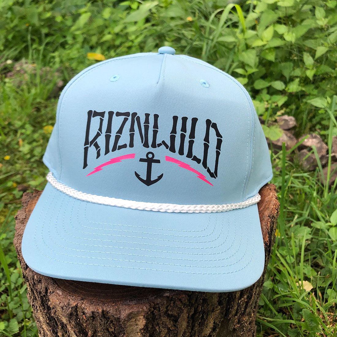 Harbor Curved Bill Snapback Rope Hat in Smoke Blue/White