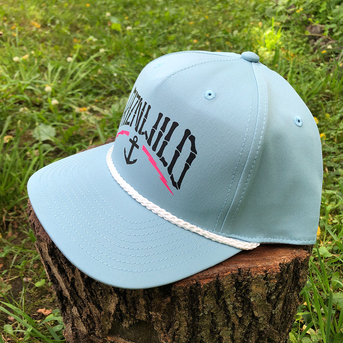 Harbor Curved Bill Snapback Rope Hat in Smoke Blue/White