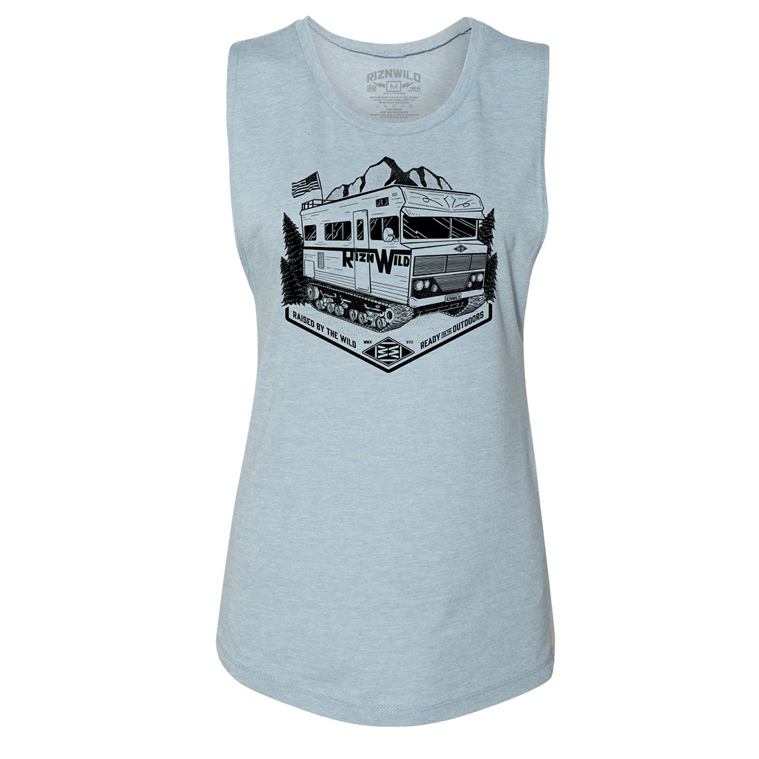 Tankabago women’s sleeveless shirt with black outdoor motorhome design