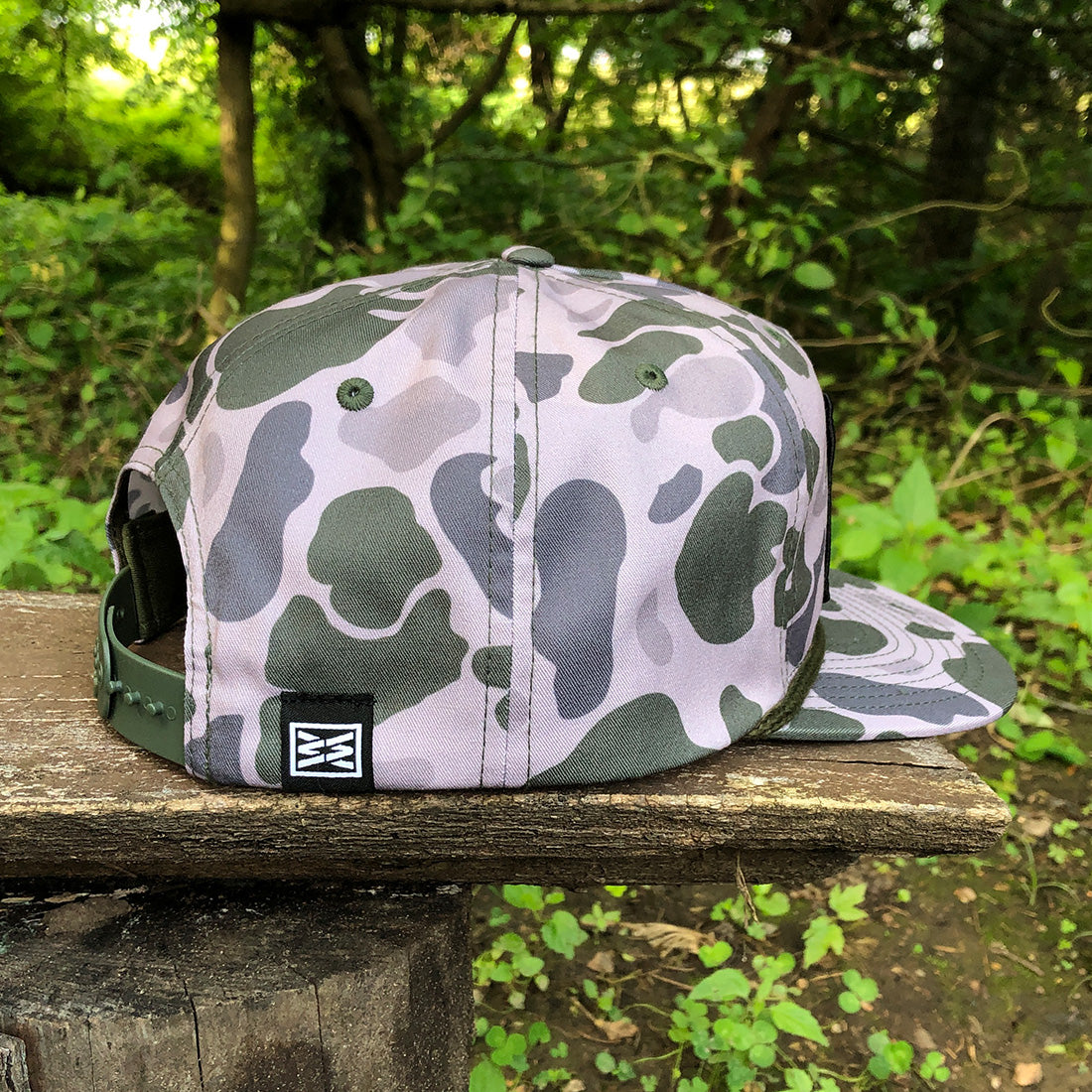 Basic Flat Bill Umpqua Cap in Marsh Duck Camo/ Olive Green