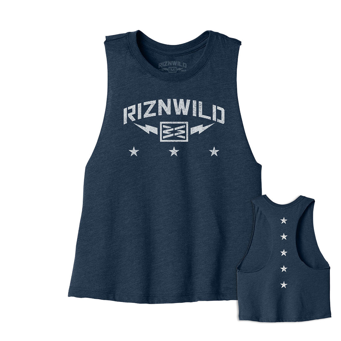 Strike Womens Racerback Cropped Tank in Heather Navy