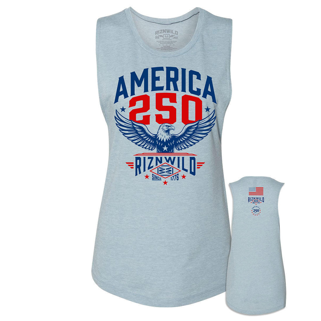 Freedom 250 Women's Muscle Tank in Stonewash Denim