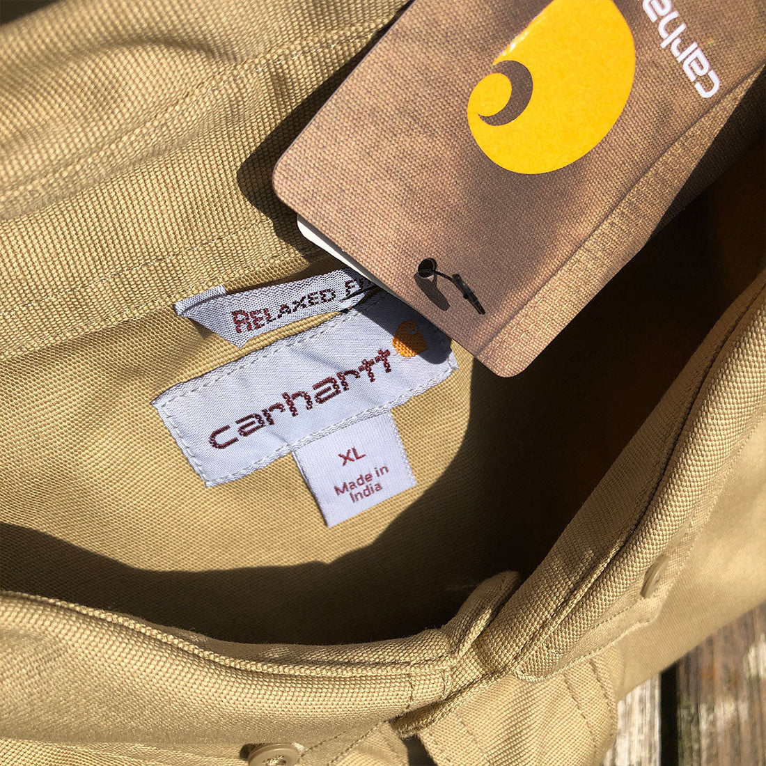 SIZE XL ONLY Basic Mens Carhartt Rugged Professional Series Button up Shirt in Dark Kaki