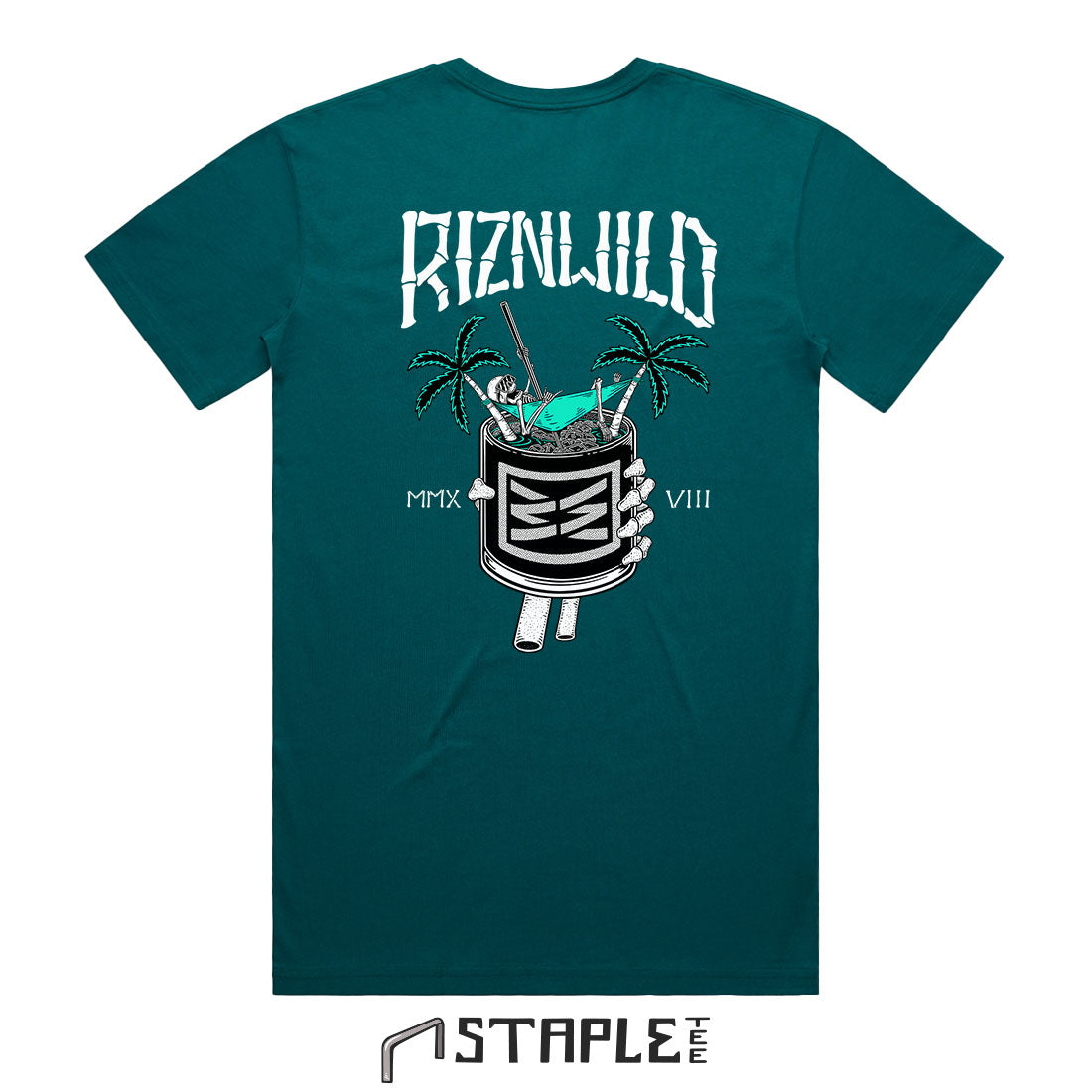 eaturing a chillin' skeleton graphic print design by riznwild