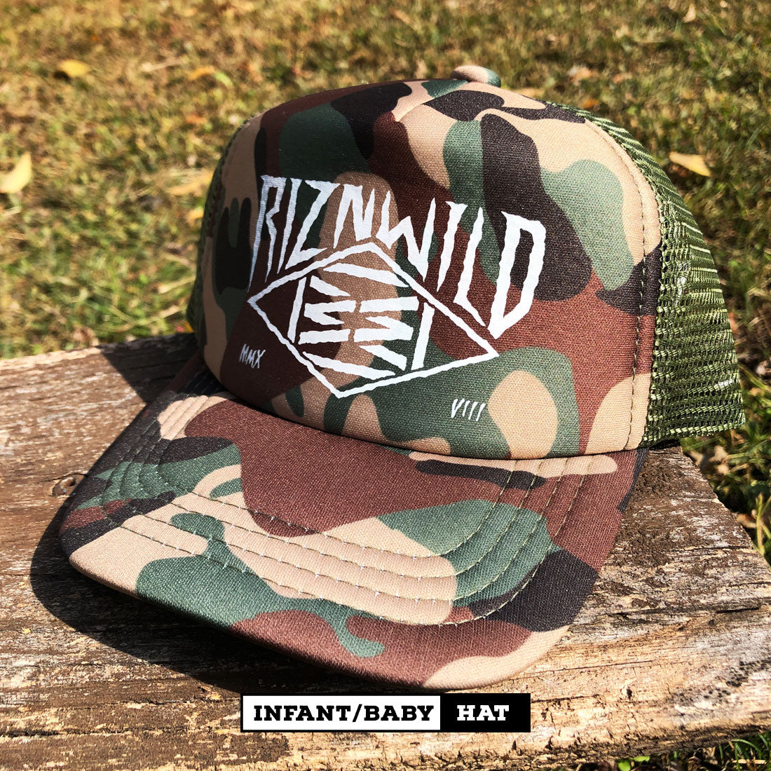 Creep Infant/Baby Foam Curved Bill Trucker Hat in Green Camo