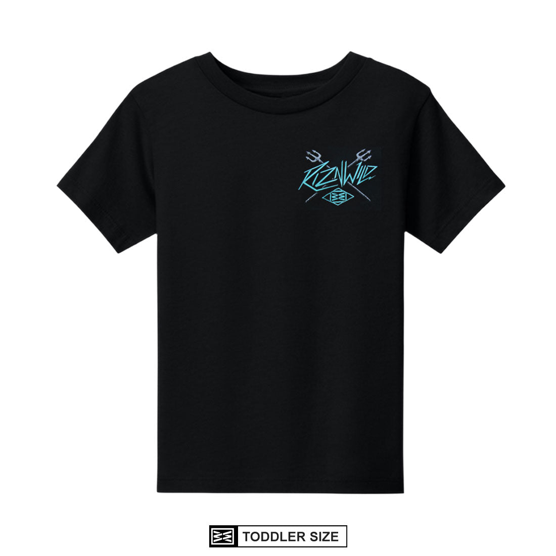 Front view of the Neptune toddler tee with turquoise RIZNWILD chest logo