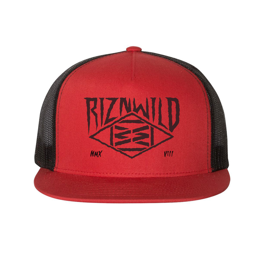 Creep Flat Bill Trucker Hat in Red/Black