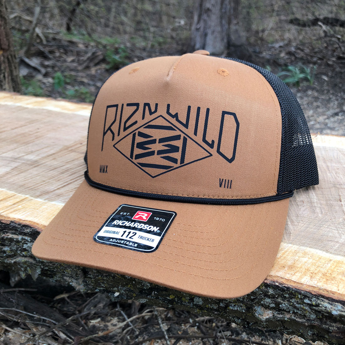 Range Curved Bill Trucker Hat in Caramel/Black
