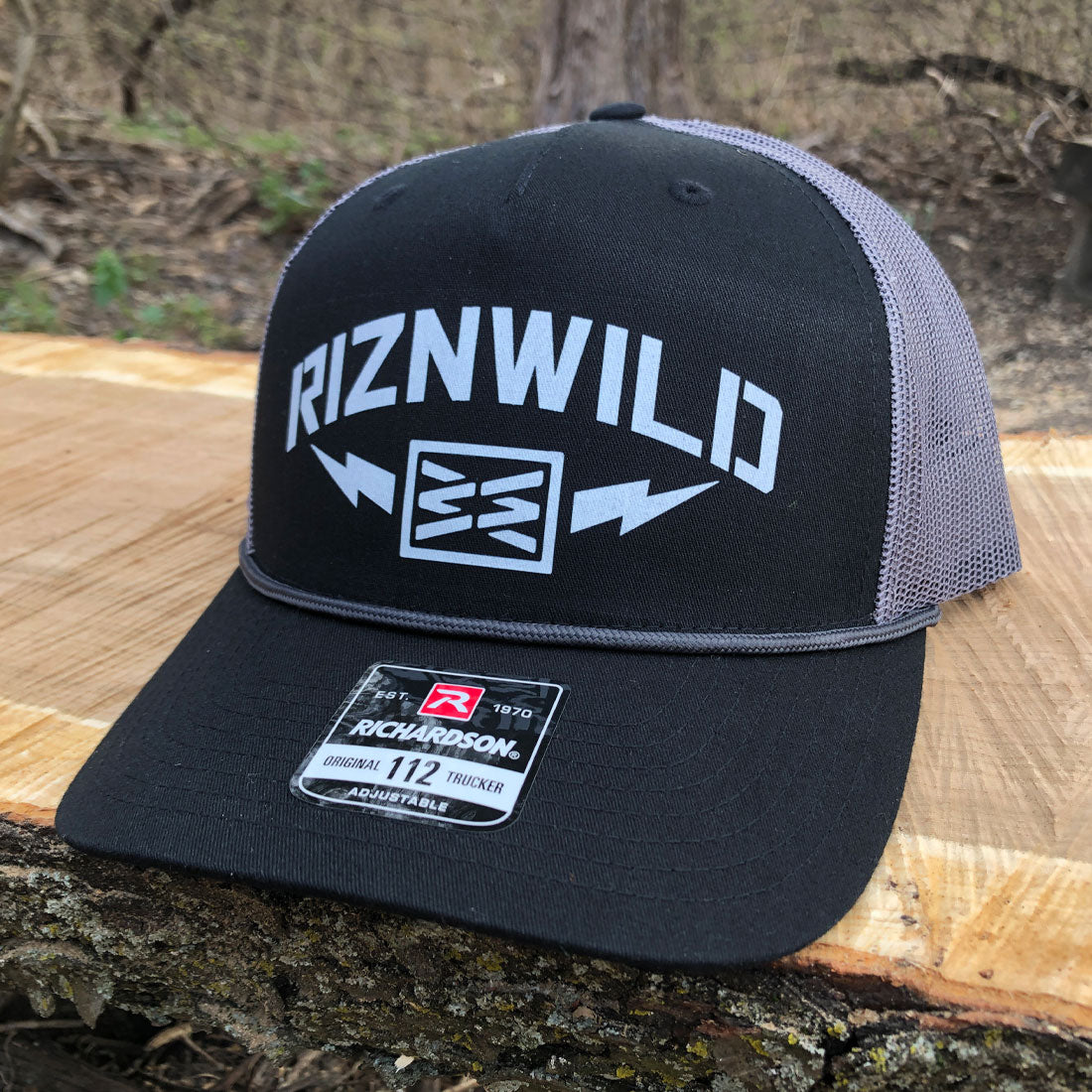 Storm Curved Bill Trucker Hat in Black/Charcoal