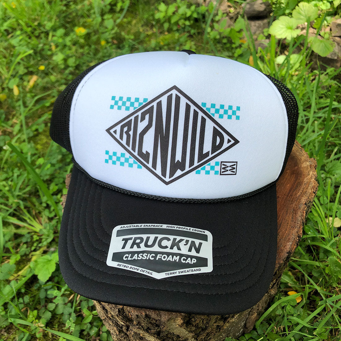 Legend Curved Bill Foam Front Trucker Hat in Black/White