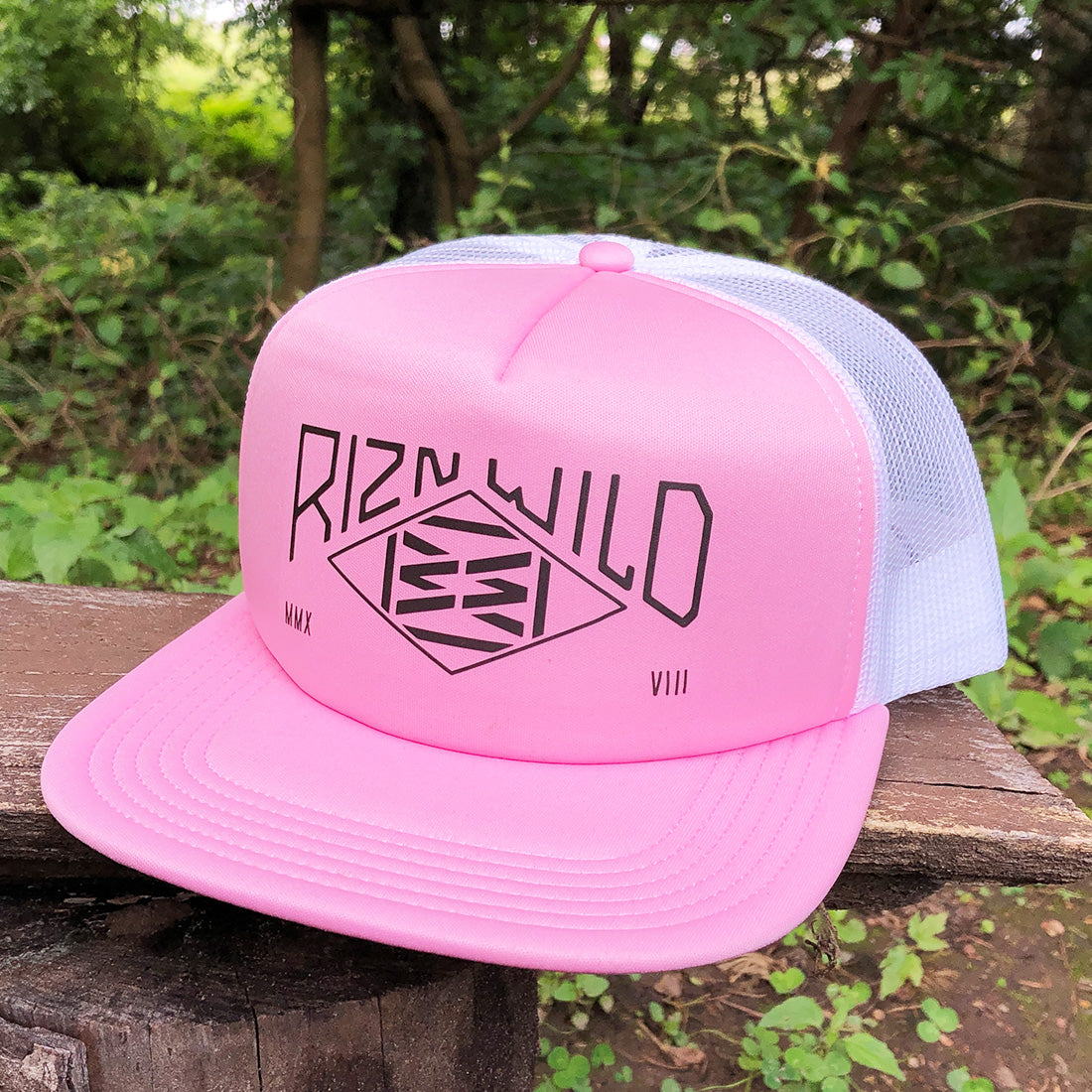 Range Flat Bill Foam Front Trucker Hat in Pink/White