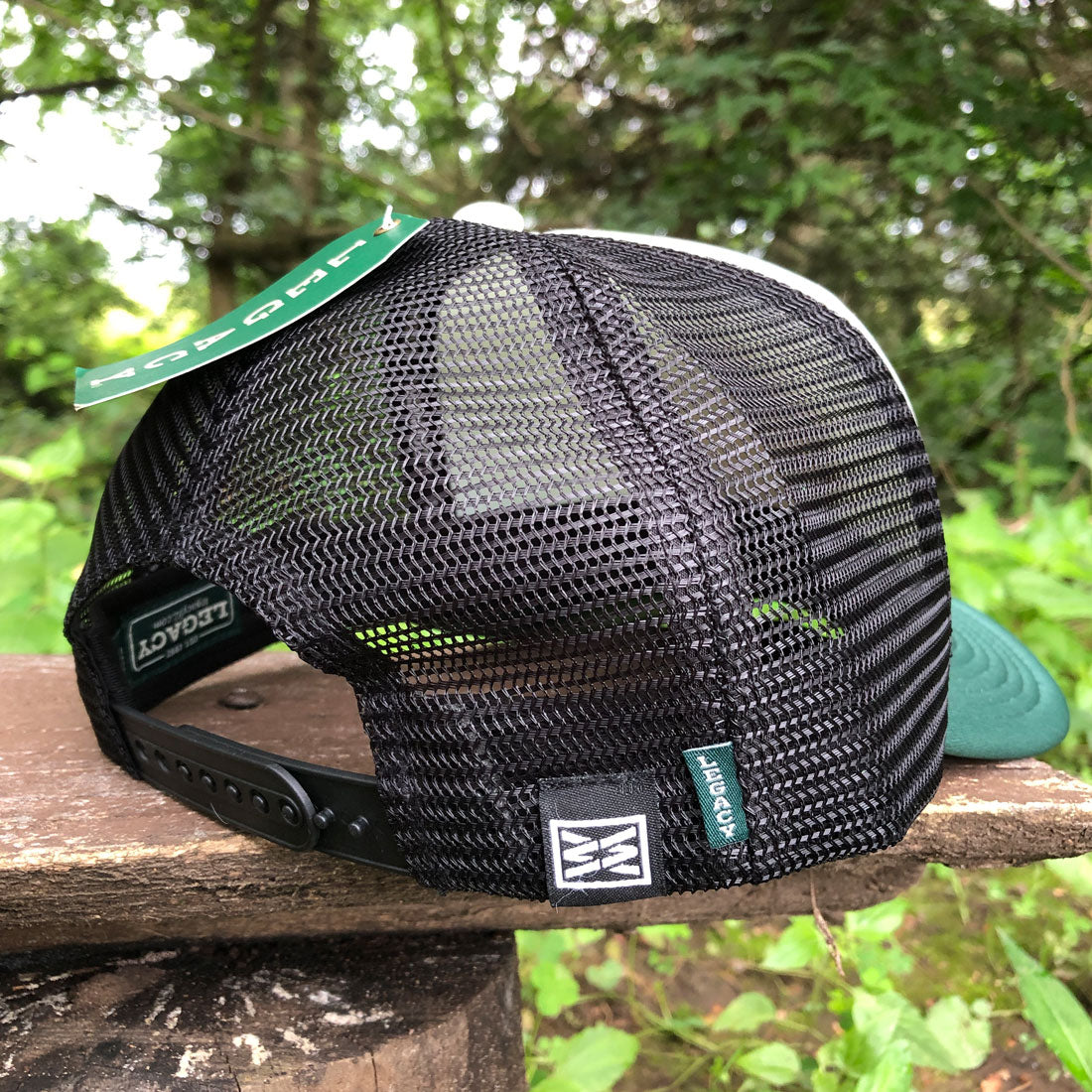 Good Times Curved Bill Foam Front Trucker Hat in Cream/Green/Black