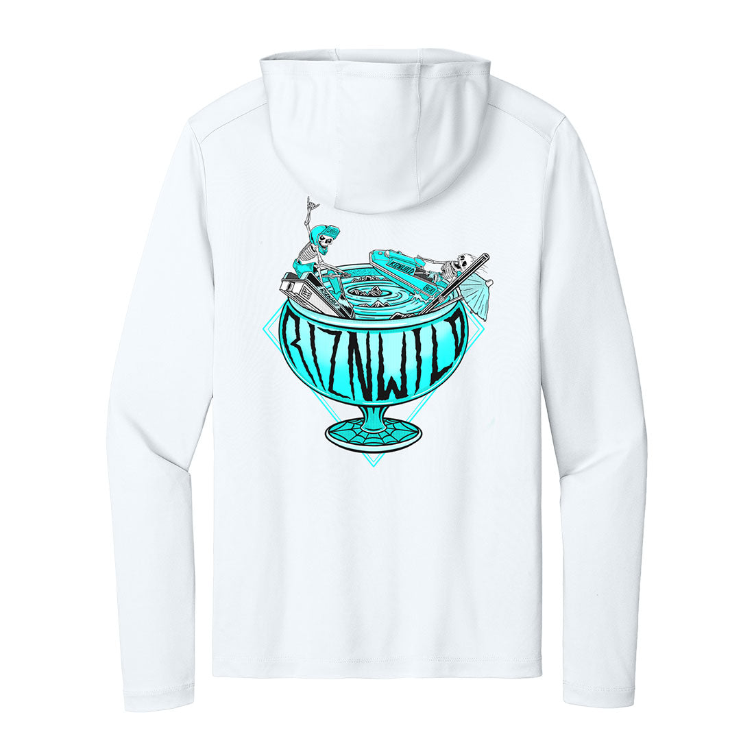 Fish Bowl Mens Hooded Longsleeve UV Performance Tee in White