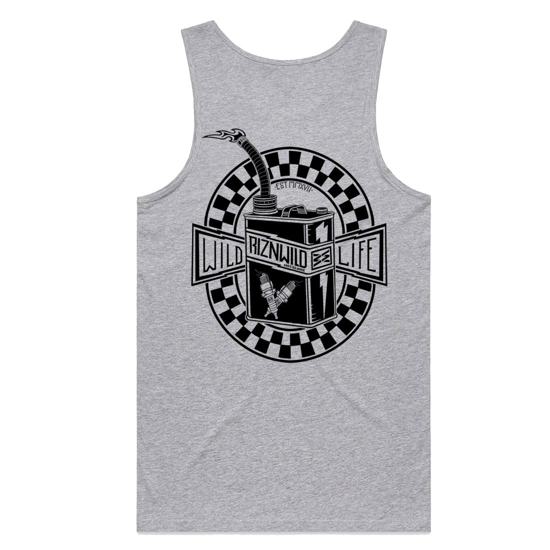 RIZNWILD Mens tank back go juice logo printed