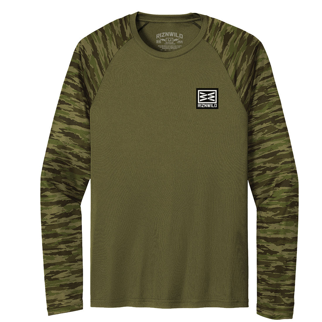 Mens Moisture Wicking UV Protection Long Sleeve in Olive Drab Green