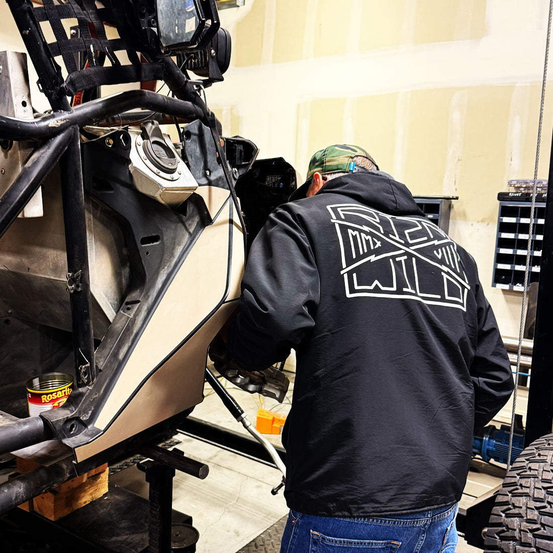 Parallel Water Resistant Hooded Windbreaker Jacket in Black