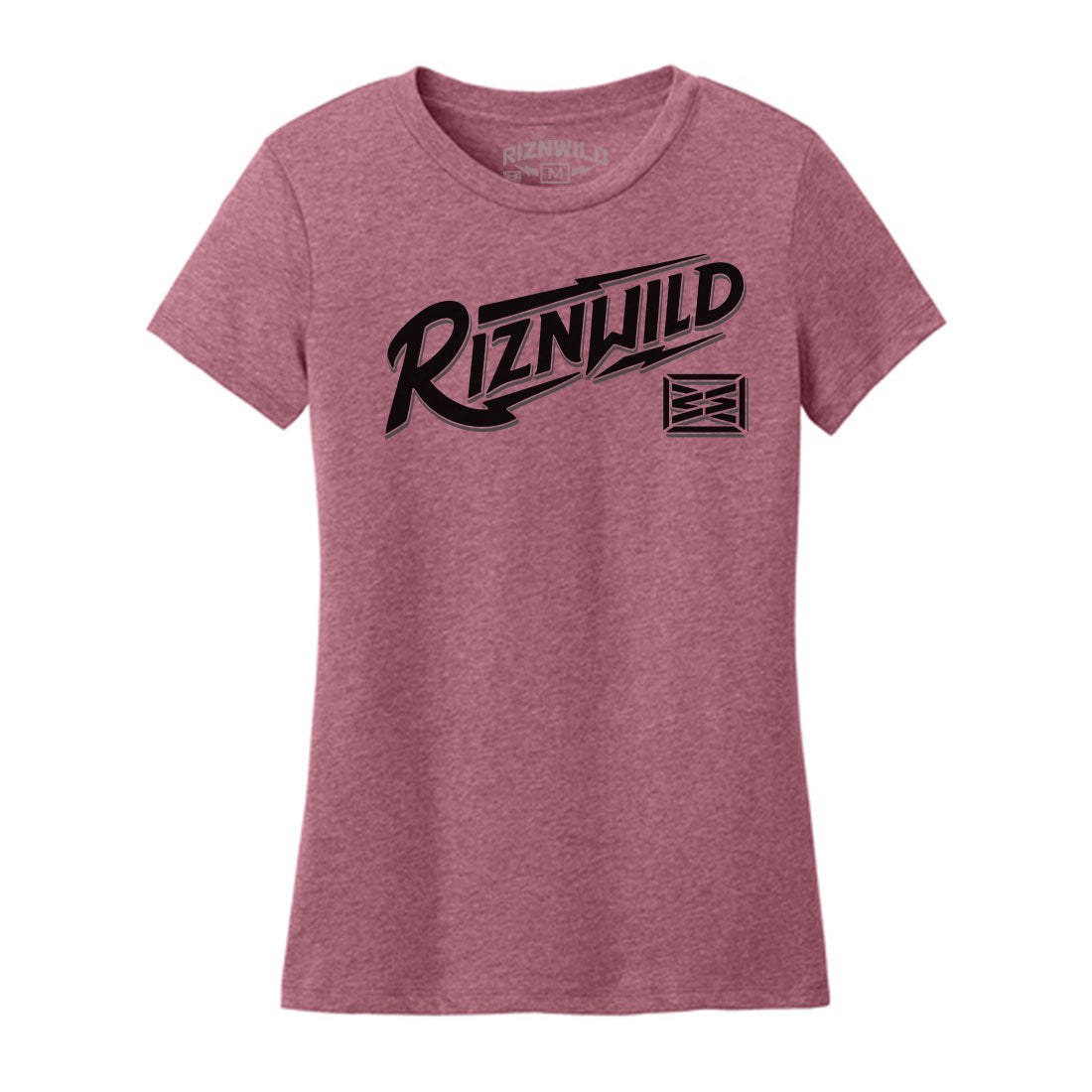 IZNWILD Voltage women’s fitted tee in Orchid Haze Heather with bold black graphic