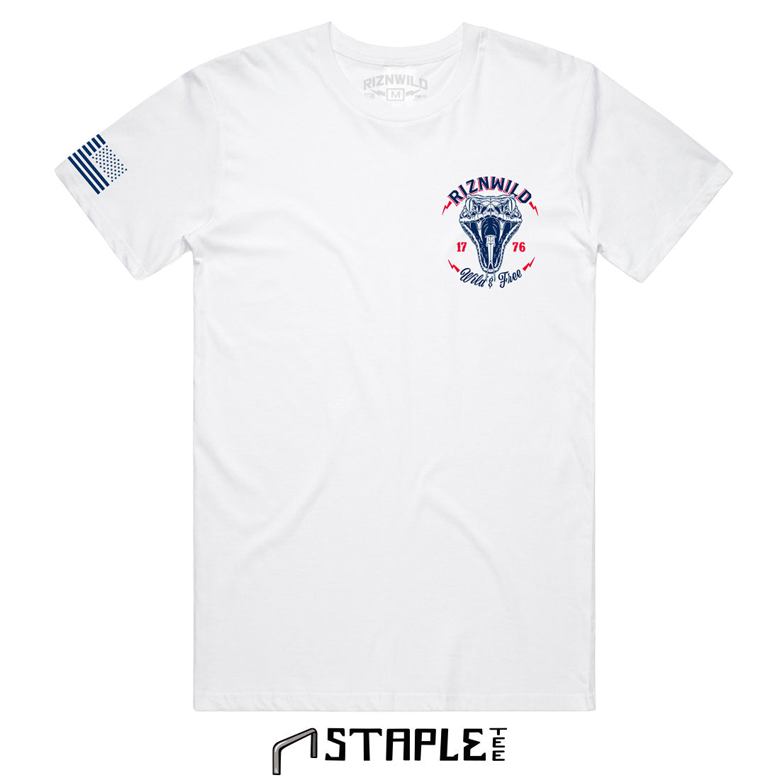snake graphic t-shirt, don’t tread on me shirt, RIZNWILD patriotic tee, American flag shirt men, 1776 shirt, freedom t-shirt, USA streetwear