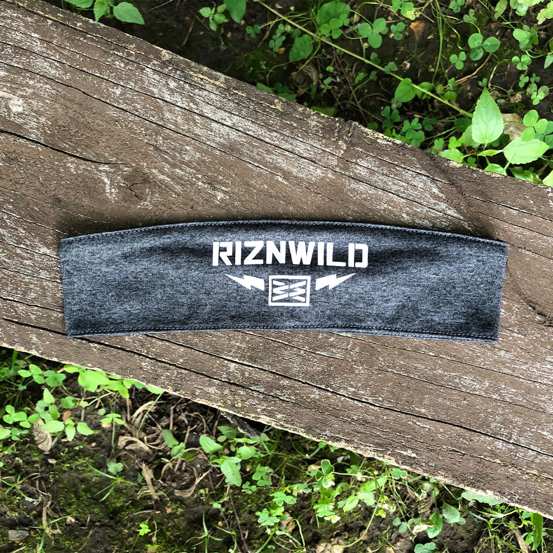 red workout headband, RIZNWILD headband, moisture-wicking athletic band, lightning bolt sweatband, stretchy fitness headband, unisex headband red, sporty hair band, trail running headband, scarlet heather head wrap