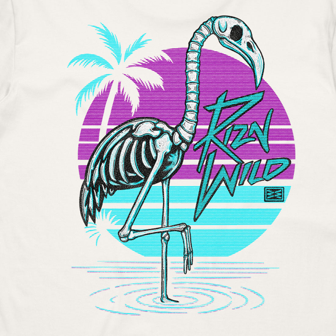 The Skelingo Tee brings the undead to the beach with a retro vaporwave twist.