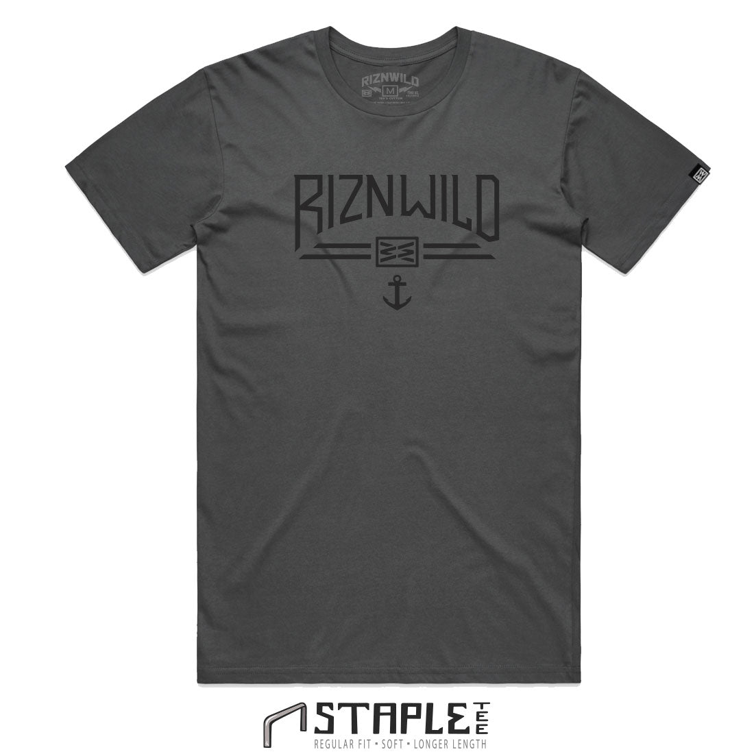RIZNWILD captain men's tee in charcoal 