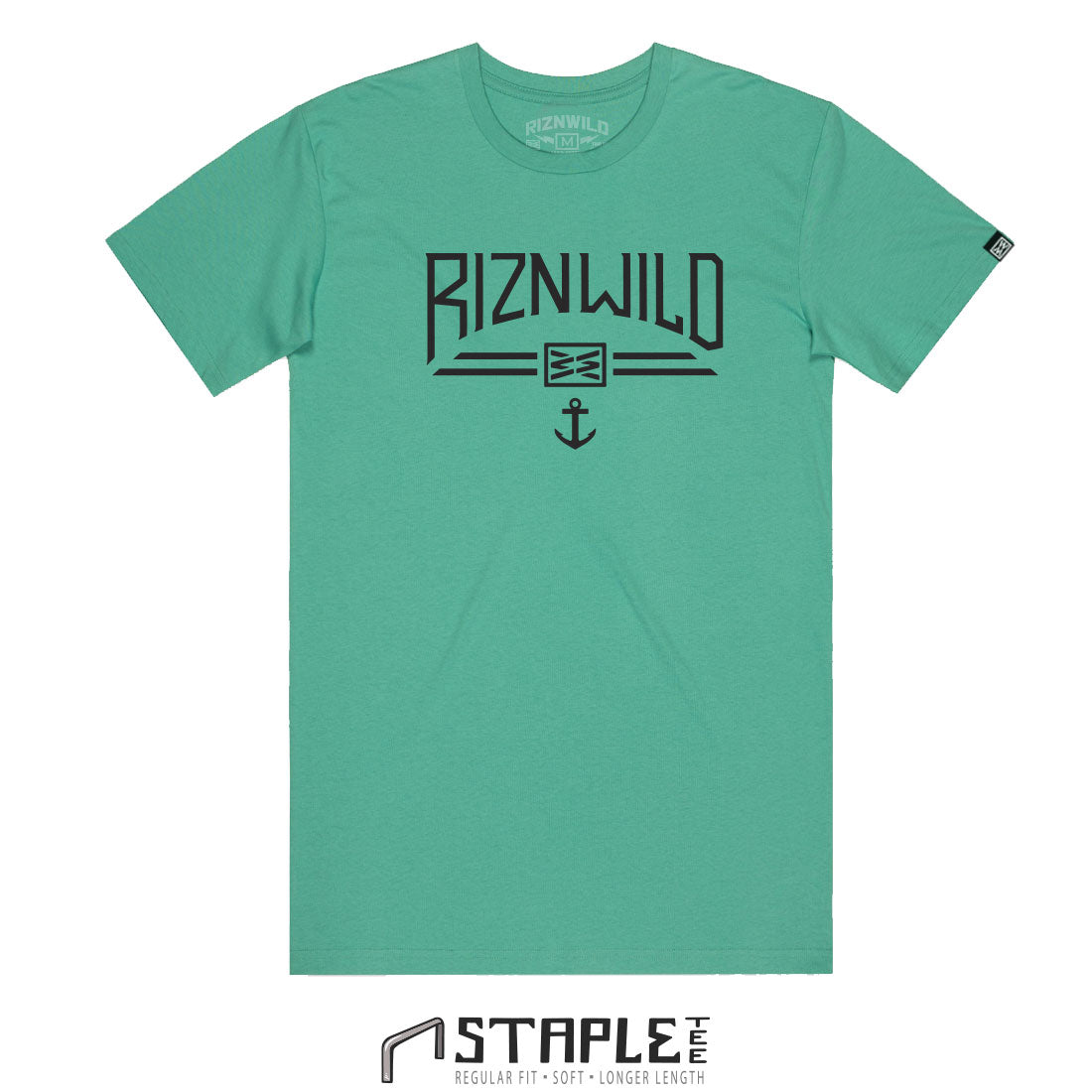 RIZNWILD topaz mint color mens tee anchor nautical 