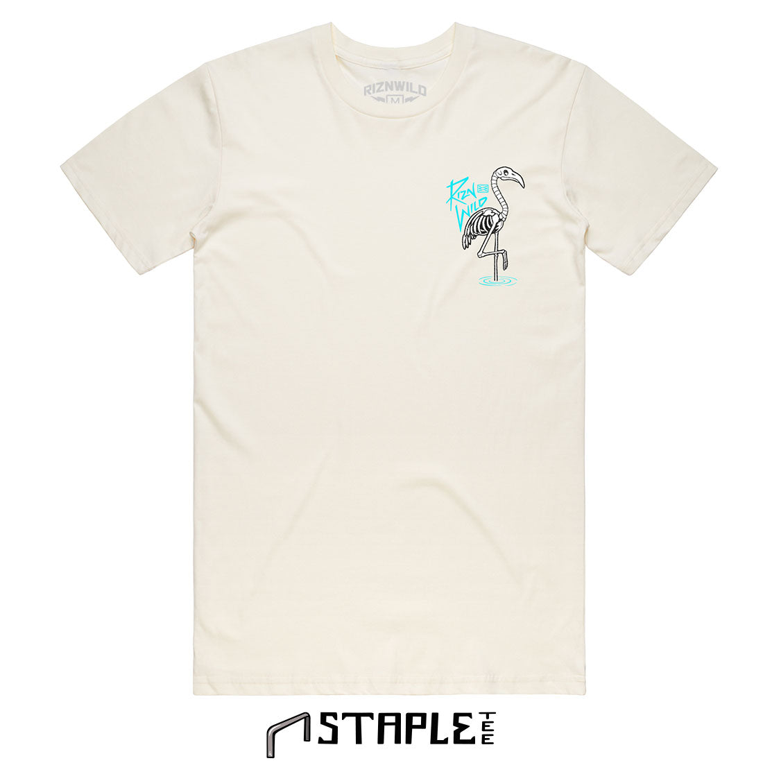 Neon vibes, skeletal drip, and tropical chaos—printed on a soft natural cotton tee. Welcome to the afterlife party.
