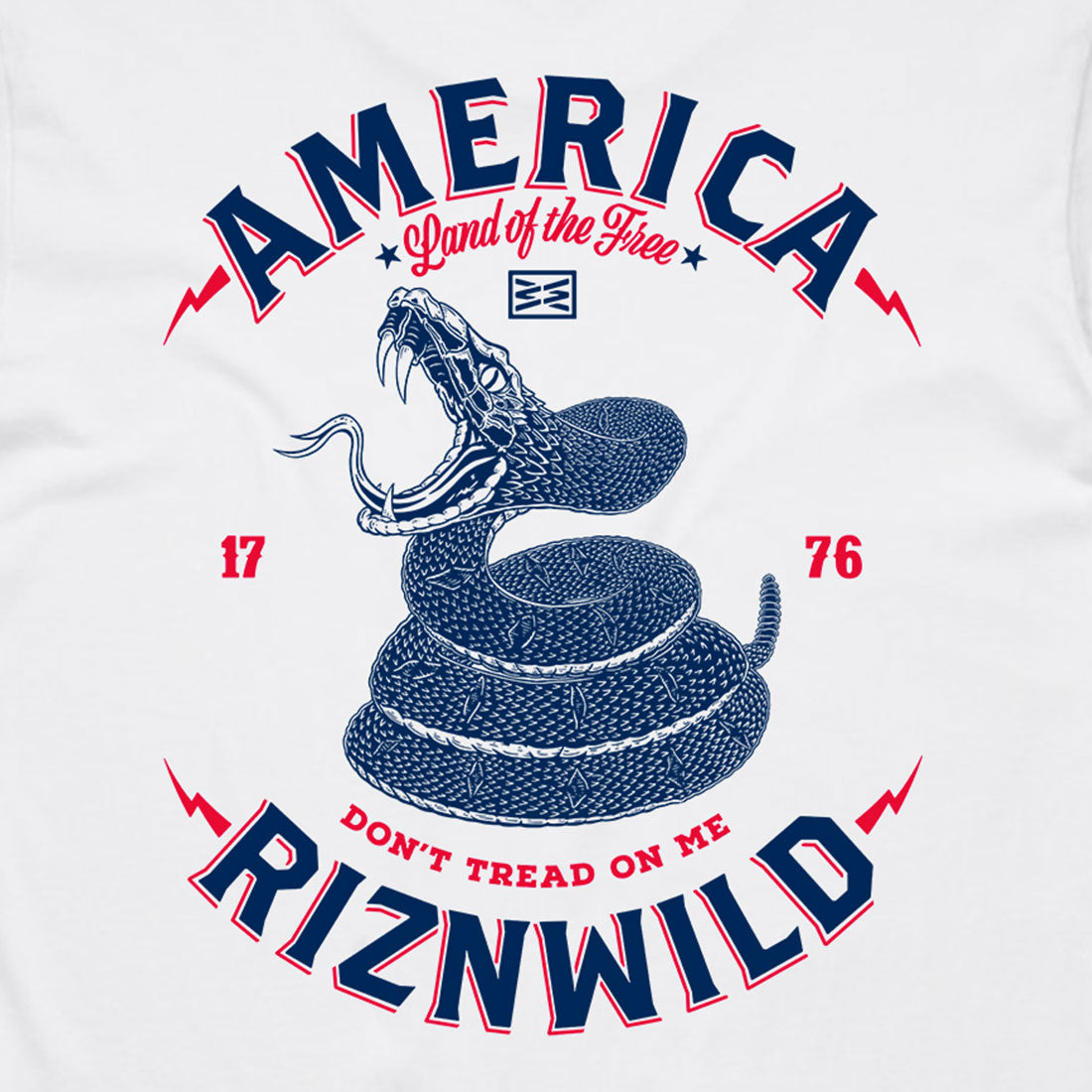 snake graphic t-shirt, don’t tread on me shirt, RIZNWILD patriotic tee, American flag shirt men, 1776 shirt, freedom t-shirt, USA streetwear