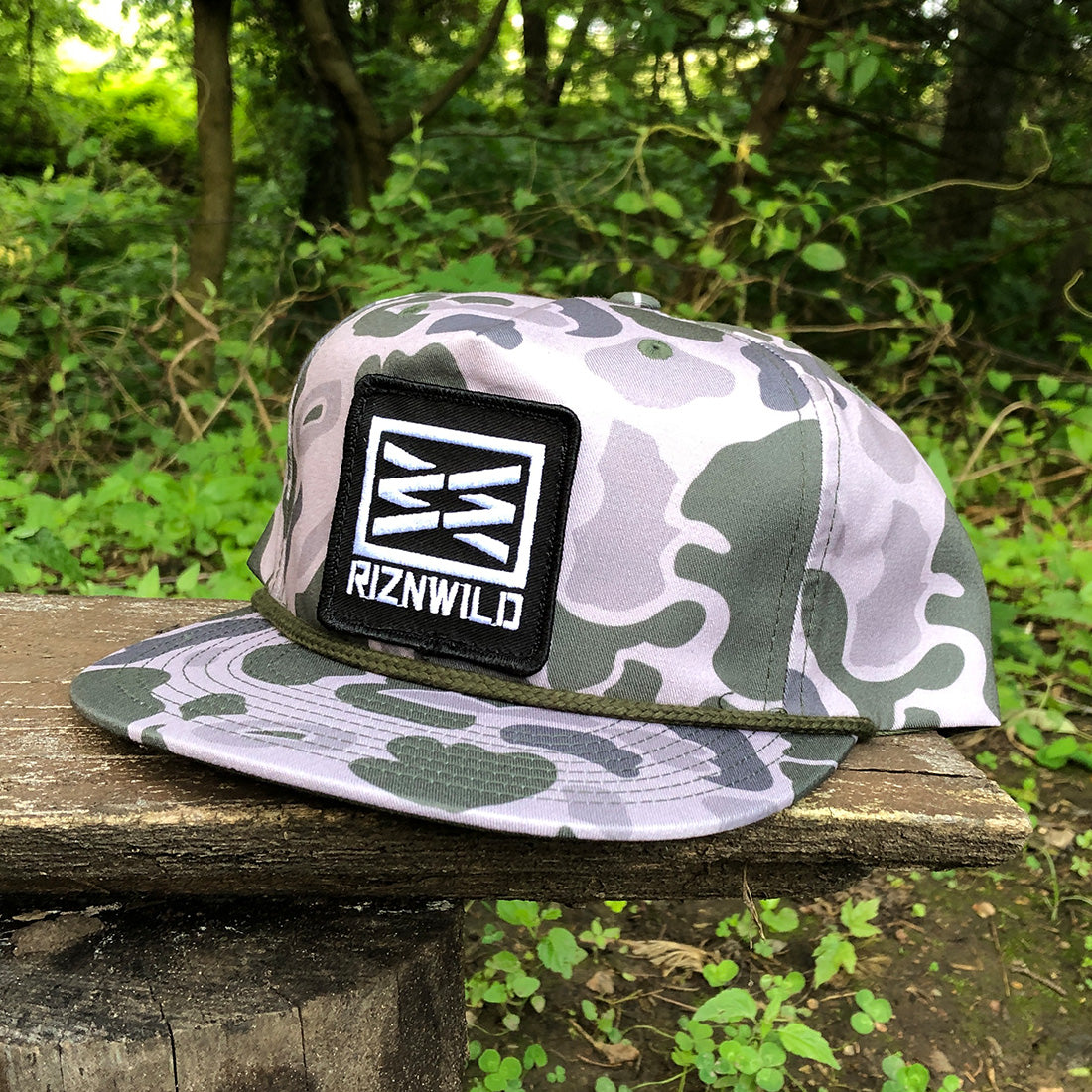 Basic Flat Bill Umpqua Cap in Marsh Duck Camo/ Olive Green