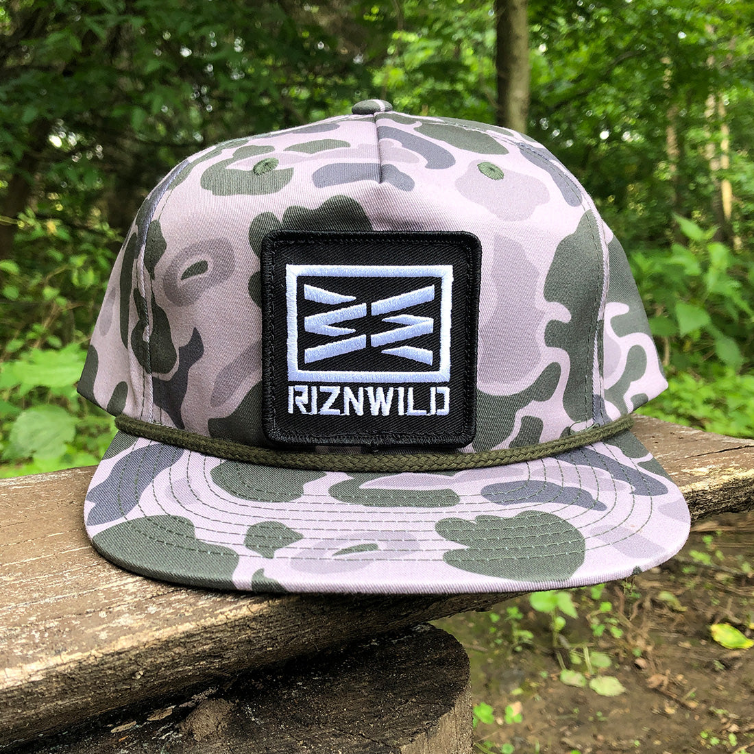 Basic Flat Bill Umpqua Cap in Marsh Duck Camo/ Olive Green
