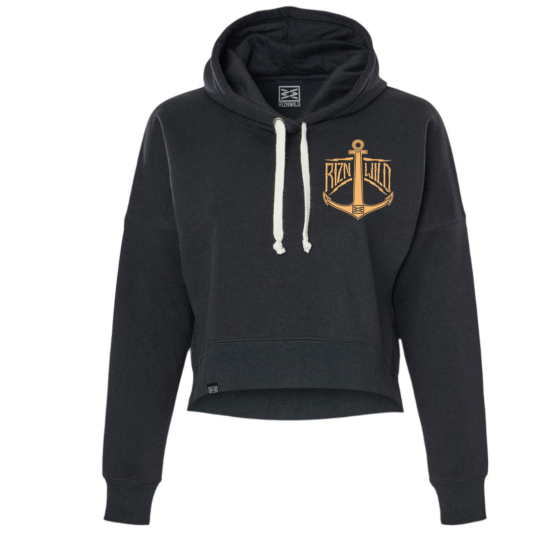 Throttle Bottle Women's Cropped Hooded Sweatshirt in Black