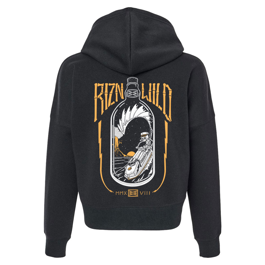 Throttle Bottle Women's Cropped Hooded Sweatshirt in Black