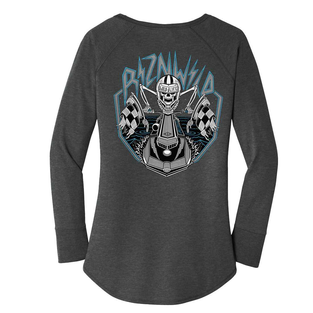 Dead Set Womens Long Sleeve Tunic in Black Frost