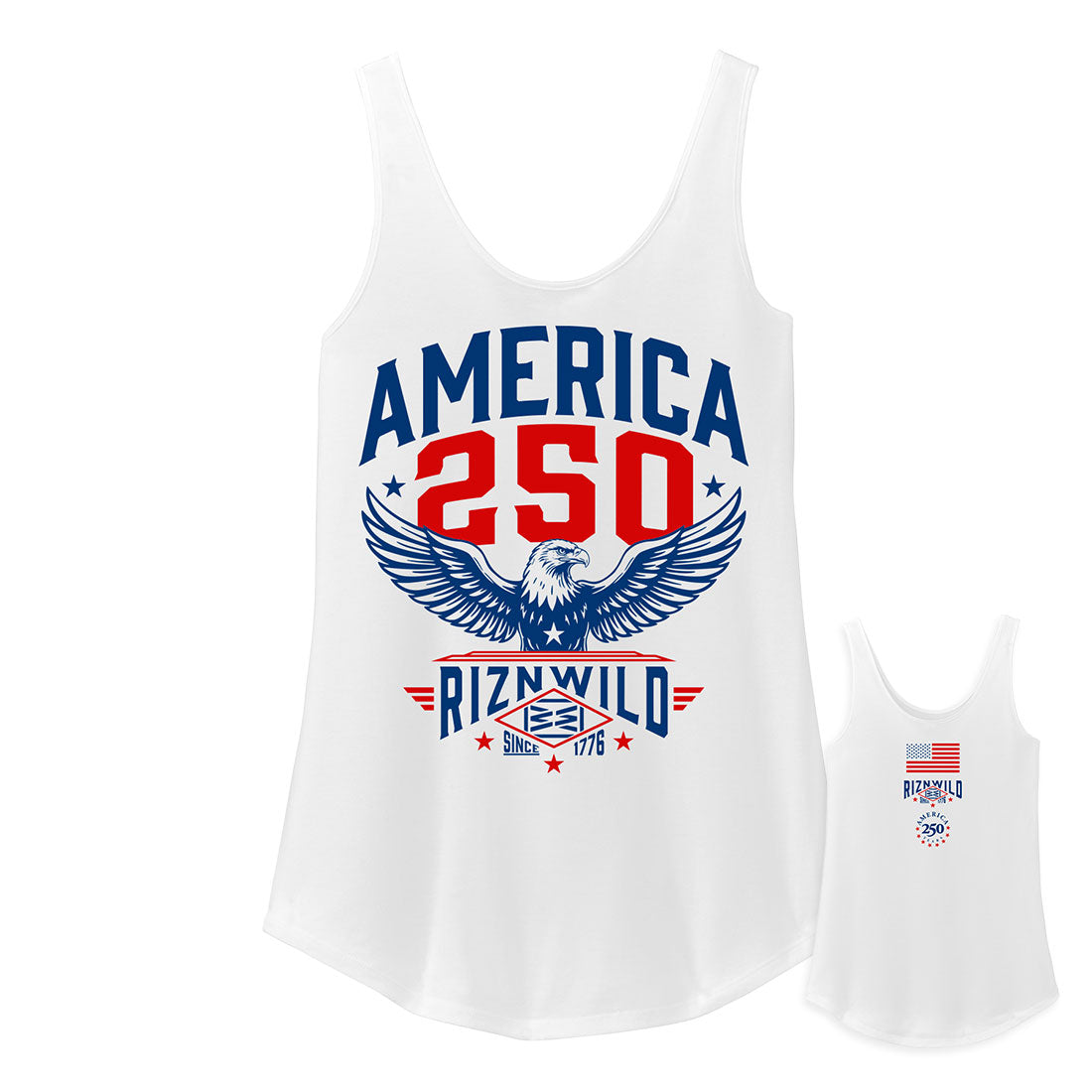Freedom 250 Womens Relaxed Tank in white