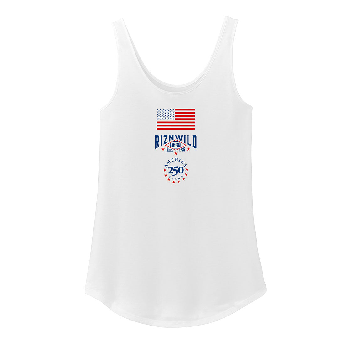 Freedom 250 Womens Relaxed Tank in white