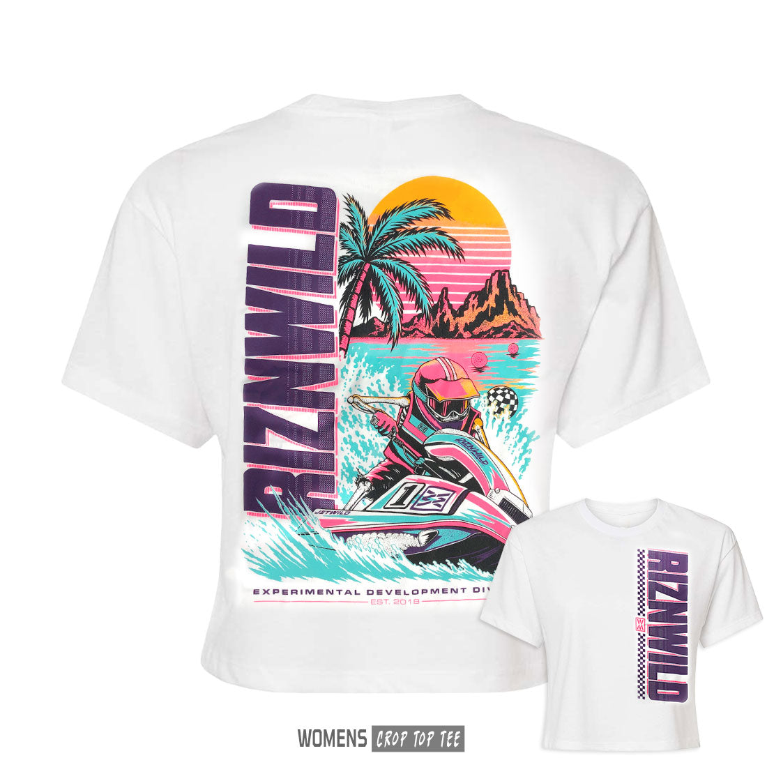 JetWild Women's Crop Top Tee in White