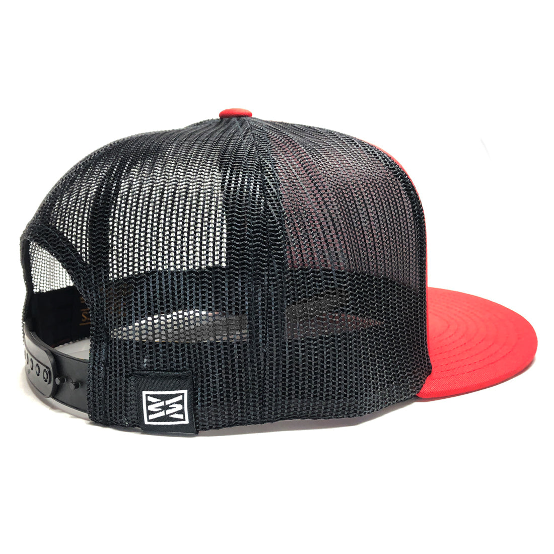 STORM FLAT BILL TRUCKER HAT IN RED/BLACK