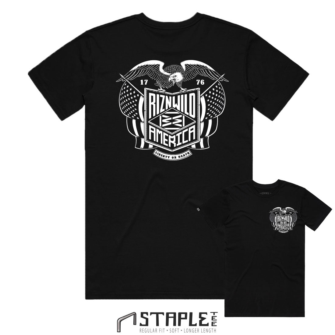 RIZNWILD short sleeve American flag black and white printed design