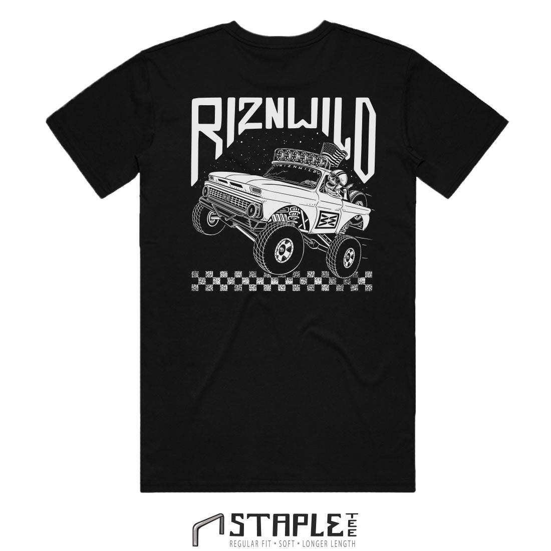 skeleton dude driving an offroad trophy truck through the desert RIZNWILD