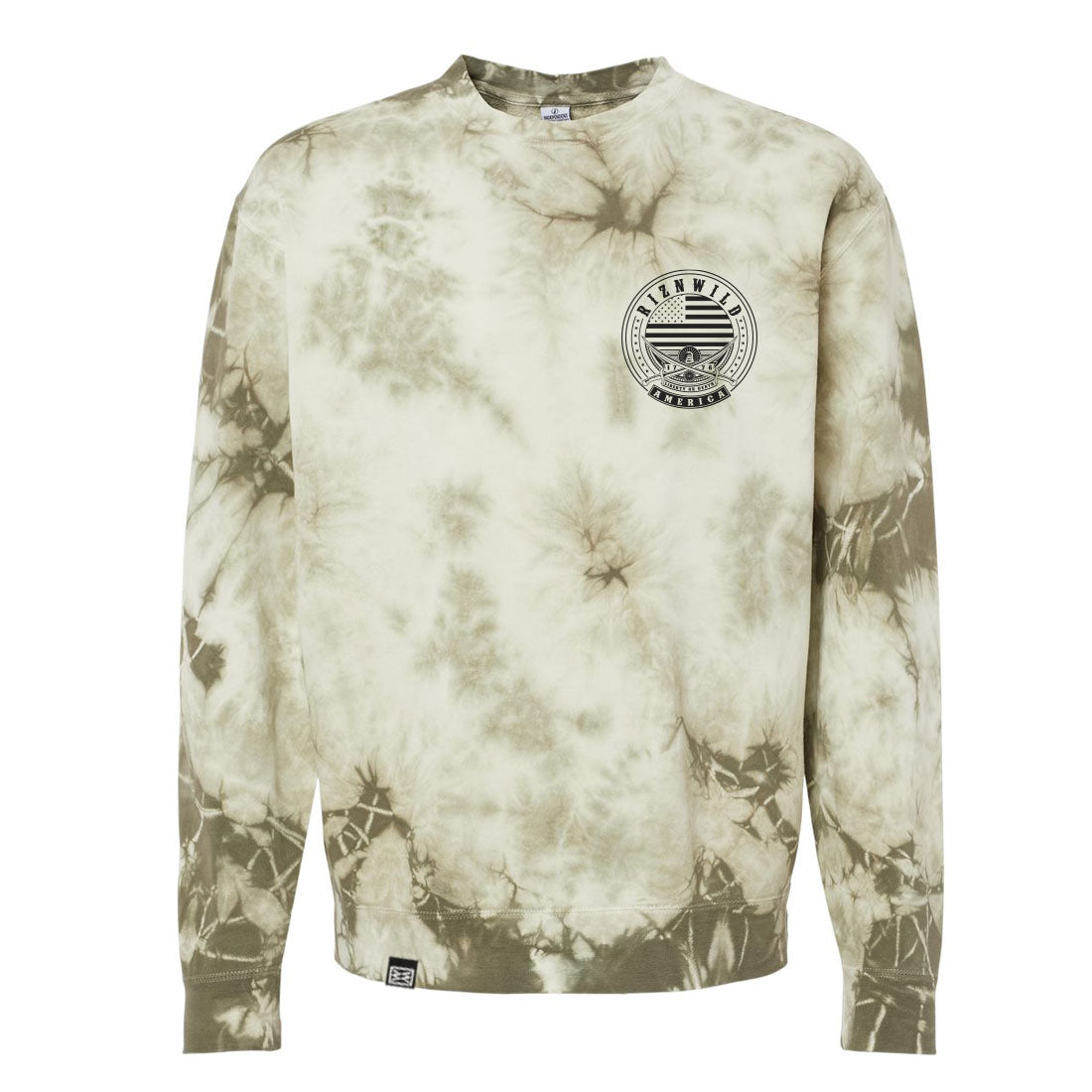 LIBERTY UNISEX MIDWEIGHT CREWNECK SWEATSHIRT IN TIE DYE OLIVE