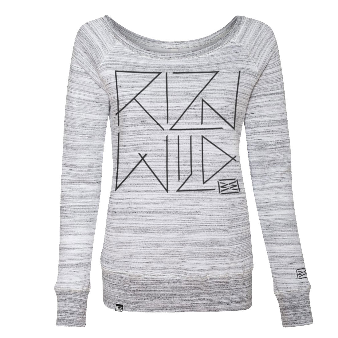 HEX WOMENS FLEECE WIDE NECK SWEATSHIRT IN LIGHT GREY/MARBLE